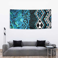 Turquoise Aotearoa Tapestry Taniko Motifs With Paua Shell Kowhaiwhai LT14 - Polynesian Pride