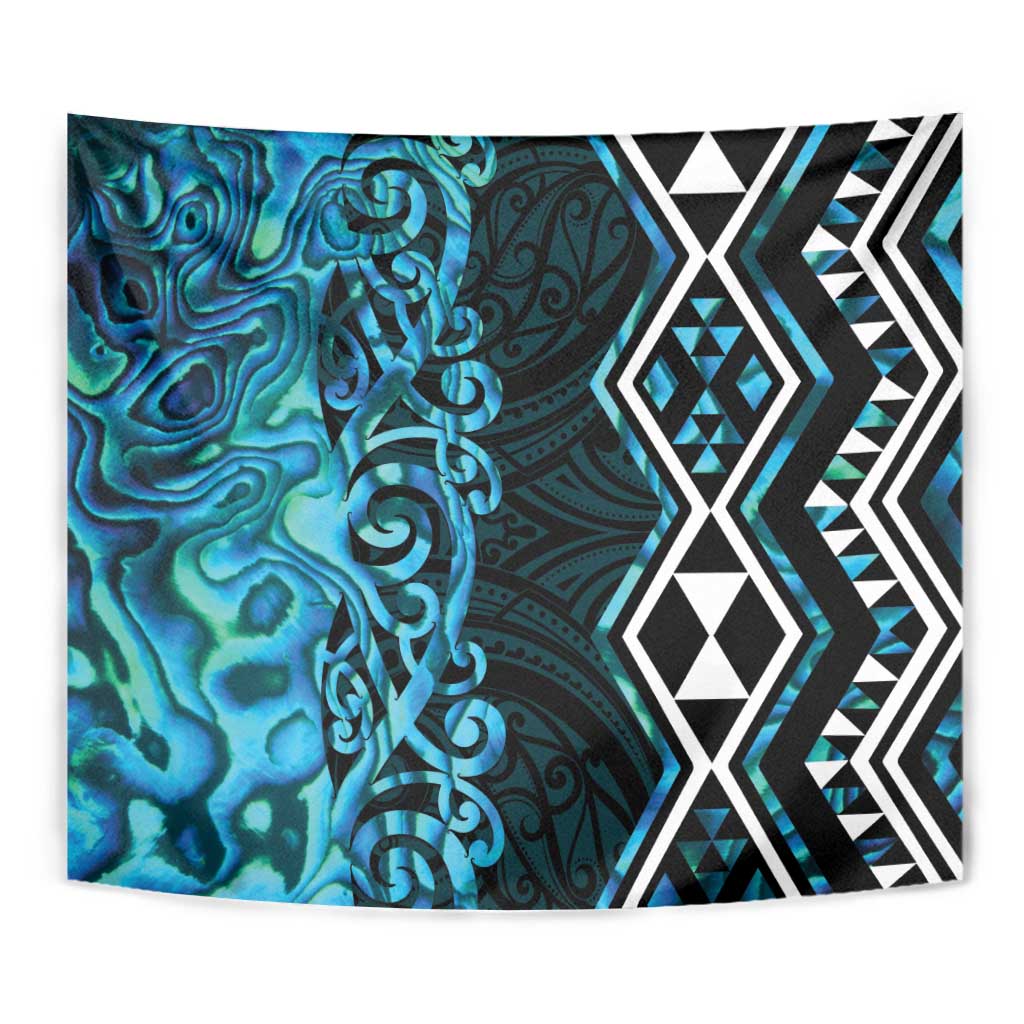 Turquoise Aotearoa Tapestry Taniko Motifs With Paua Shell Kowhaiwhai LT14 - Polynesian Pride