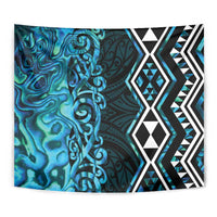 Turquoise Aotearoa Tapestry Taniko Motifs With Paua Shell Kowhaiwhai LT14 - Polynesian Pride