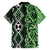 Green Aotearoa Family Matching Off Shoulder Short Dress and Hawaiian Shirt Taniko Motifs With Paua Shell Kowhaiwhai