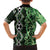 Green Aotearoa Family Matching Puletasi and Hawaiian Shirt Taniko Motifs With Paua Shell Kowhaiwhai