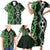 Green Aotearoa Family Matching Short Sleeve Bodycon Dress and Hawaiian Shirt Taniko Motifs With Paua Shell Kowhaiwhai