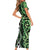 Green Aotearoa Family Matching Short Sleeve Bodycon Dress and Hawaiian Shirt Taniko Motifs With Paua Shell Kowhaiwhai