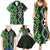 Green Aotearoa Family Matching Summer Maxi Dress and Hawaiian Shirt Taniko Motifs With Paua Shell Kowhaiwhai