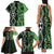 Green Aotearoa Family Matching Tank Maxi Dress and Hawaiian Shirt Taniko Motifs With Paua Shell Kowhaiwhai