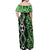 Green Aotearoa Off Shoulder Maxi Dress Taniko Motifs With Paua Shell Kowhaiwhai