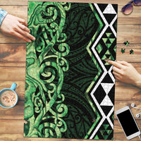Green Aotearoa Puzzle Taniko Motifs With Paua Shell Kowhaiwhai LT14 Green - Polynesian Pride