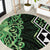 Green Aotearoa Round Carpet Taniko Motifs With Paua Shell Kowhaiwhai