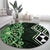 Green Aotearoa Round Carpet Taniko Motifs With Paua Shell Kowhaiwhai