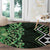 Green Aotearoa Round Carpet Taniko Motifs With Paua Shell Kowhaiwhai