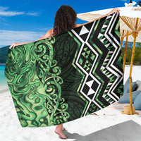 Green Aotearoa Sarong Taniko Motifs With Paua Shell Kowhaiwhai LT14 One Size 44 x 66 inches Green - Polynesian Pride