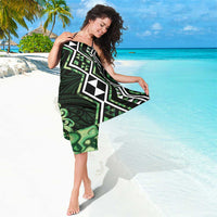 Green Aotearoa Sarong Taniko Motifs With Paua Shell Kowhaiwhai LT14 - Polynesian Pride