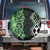 Green Aotearoa Spare Tire Cover Taniko Motifs With Paua Shell Kowhaiwhai