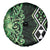 Green Aotearoa Spare Tire Cover Taniko Motifs With Paua Shell Kowhaiwhai