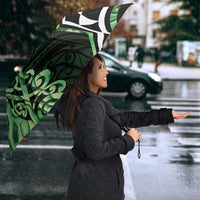 Green Aotearoa Umbrella Taniko Motifs With Paua Shell Kowhaiwhai LT14 - Polynesian Pride