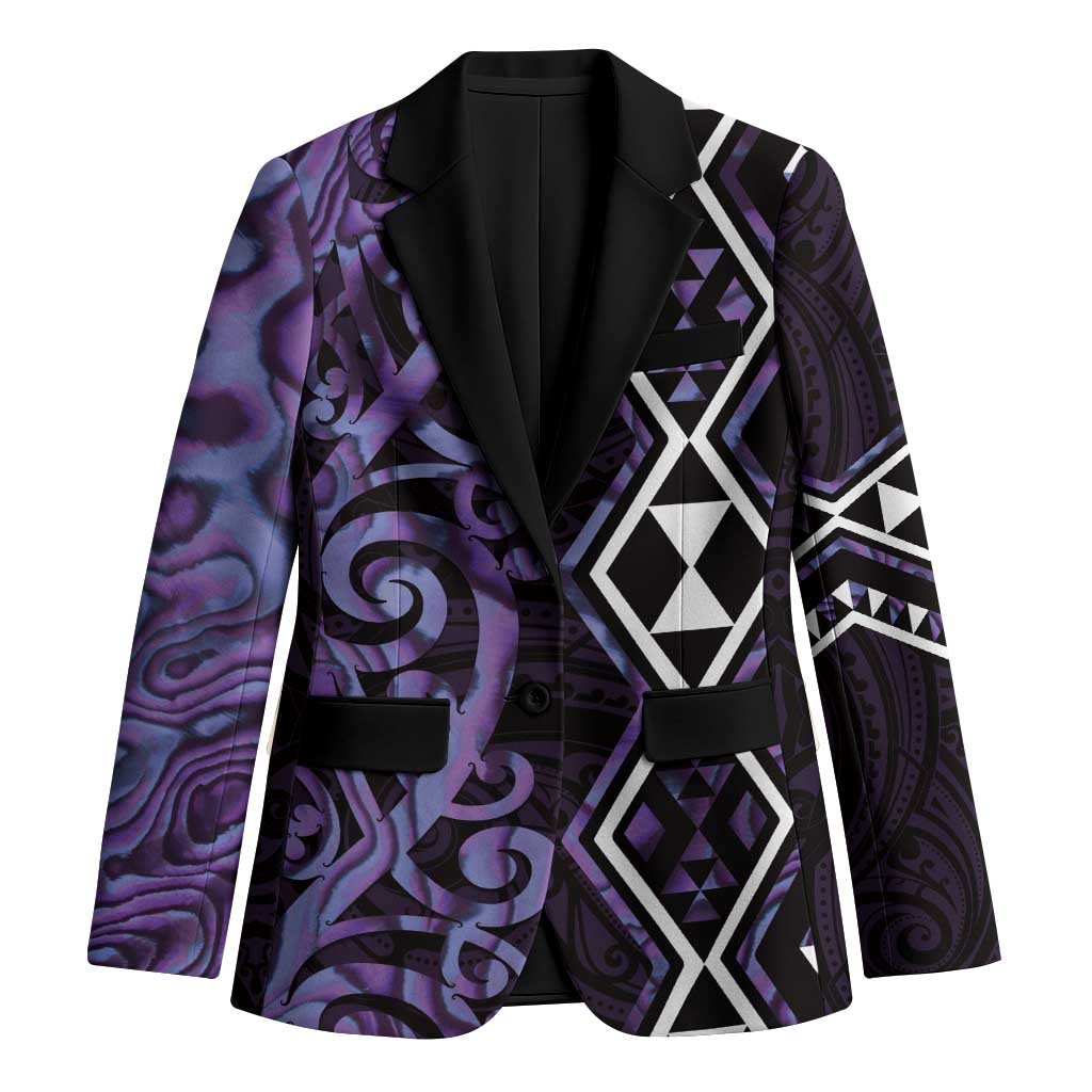 Purple Aotearoa Blazer Taniko Motifs With Paua Shell Kowhaiwhai LT14 Unisex Purple - Polynesian Pride