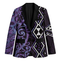 Purple Aotearoa Blazer Taniko Motifs With Paua Shell Kowhaiwhai LT14 Unisex Purple - Polynesian Pride