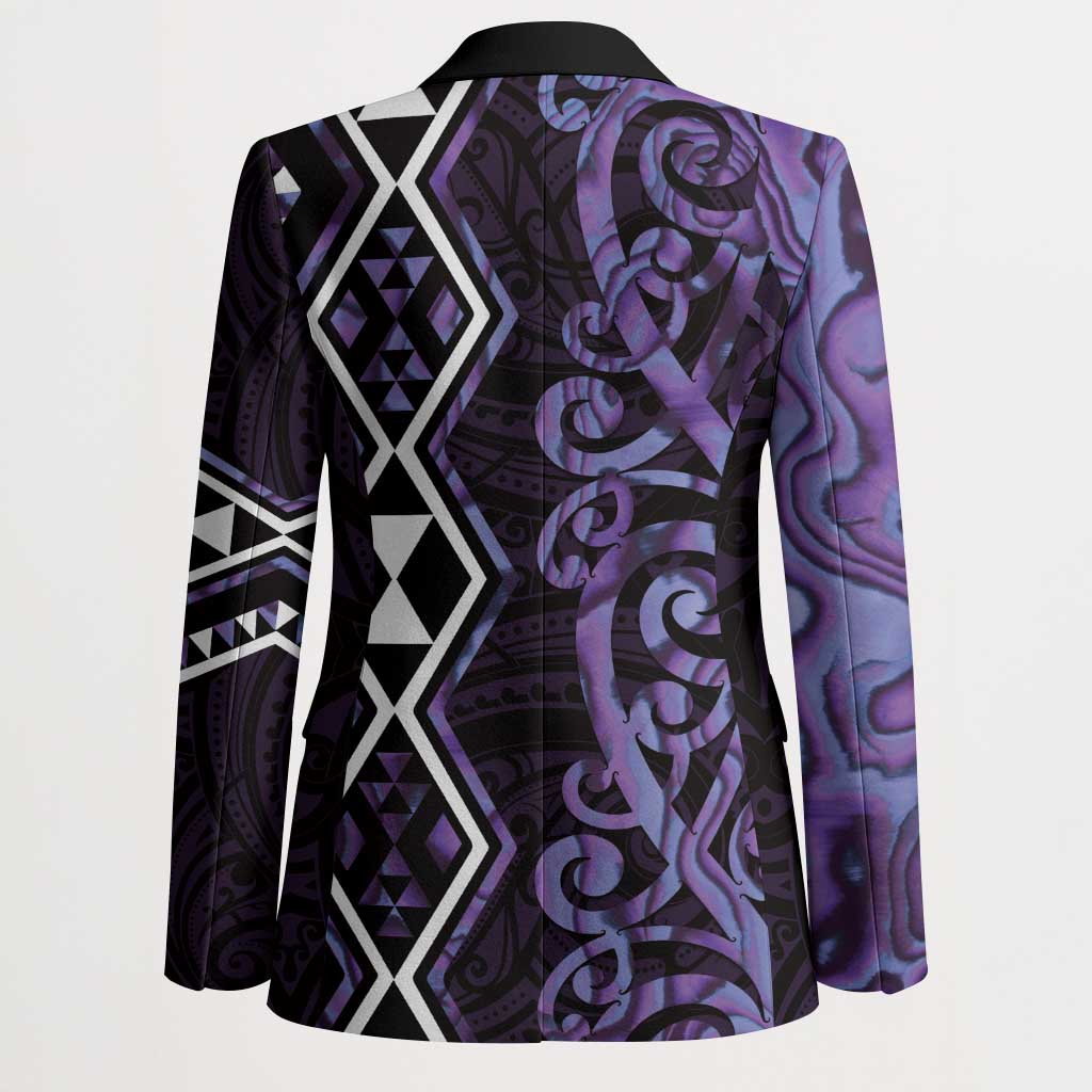 Purple Aotearoa Blazer Taniko Motifs With Paua Shell Kowhaiwhai LT14 - Polynesian Pride