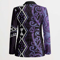 Purple Aotearoa Blazer Taniko Motifs With Paua Shell Kowhaiwhai LT14 - Polynesian Pride