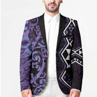 Purple Aotearoa Blazer Taniko Motifs With Paua Shell Kowhaiwhai LT14 - Polynesian Pride