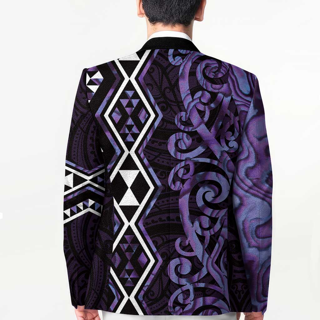 Purple Aotearoa Blazer Taniko Motifs With Paua Shell Kowhaiwhai LT14 - Polynesian Pride