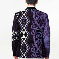 Purple Aotearoa Blazer Taniko Motifs With Paua Shell Kowhaiwhai LT14 - Polynesian Pride