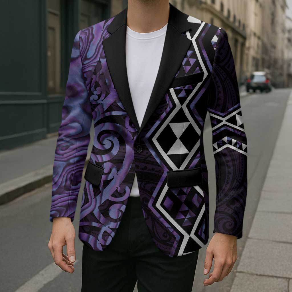 Purple Aotearoa Blazer Taniko Motifs With Paua Shell Kowhaiwhai LT14 - Polynesian Pride