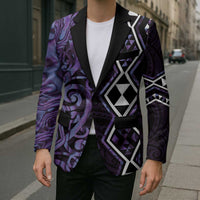 Purple Aotearoa Blazer Taniko Motifs With Paua Shell Kowhaiwhai LT14 - Polynesian Pride