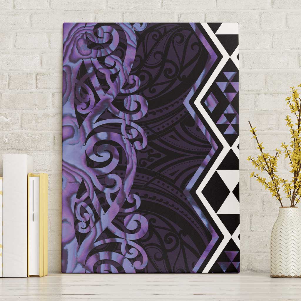 Purple Aotearoa Canvas Wall Art Taniko Motifs With Paua Shell Kowhaiwhai