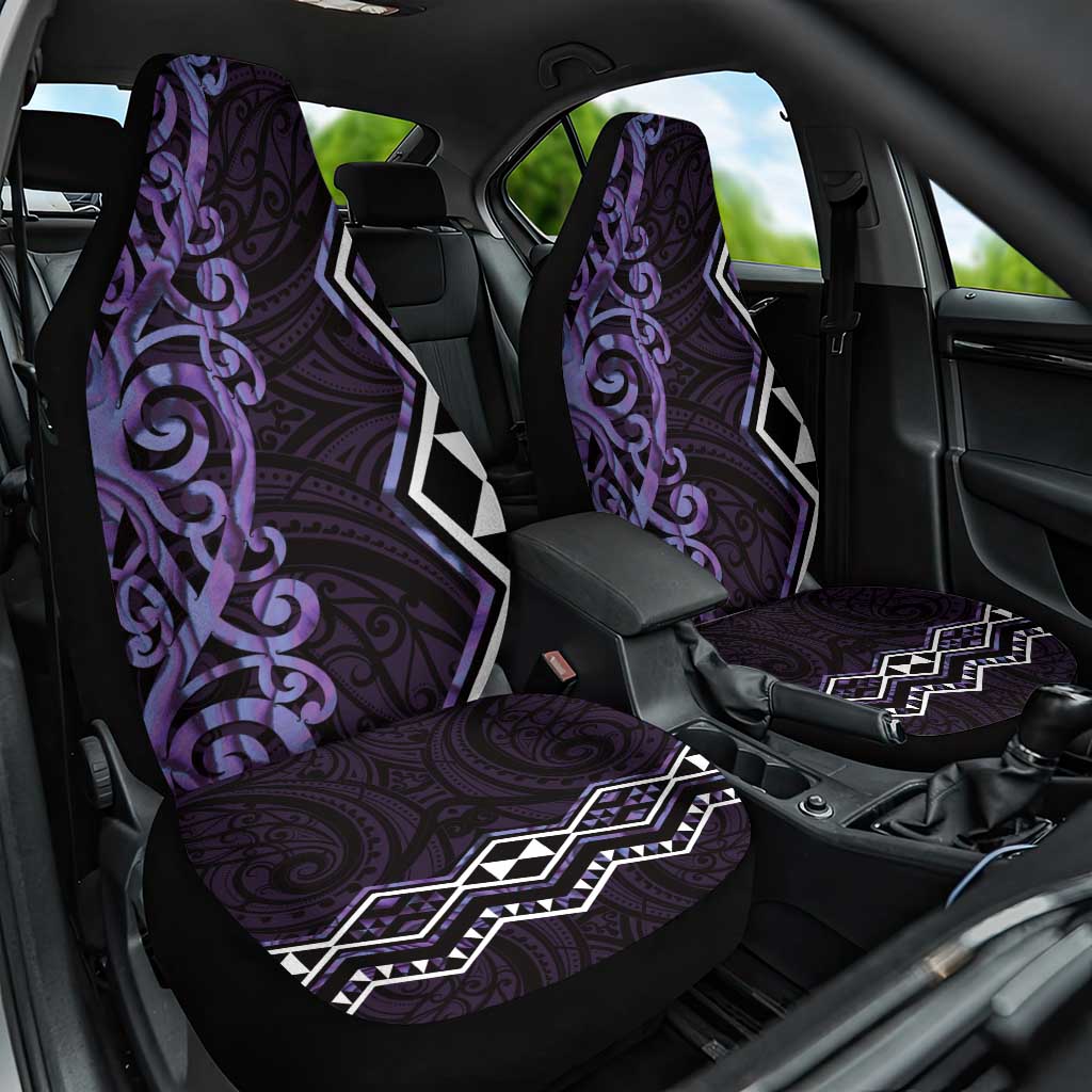 Purple Aotearoa Car Seat Cover Taniko Motifs With Paua Shell Kowhaiwhai LT14 One Size Purple - Polynesian Pride