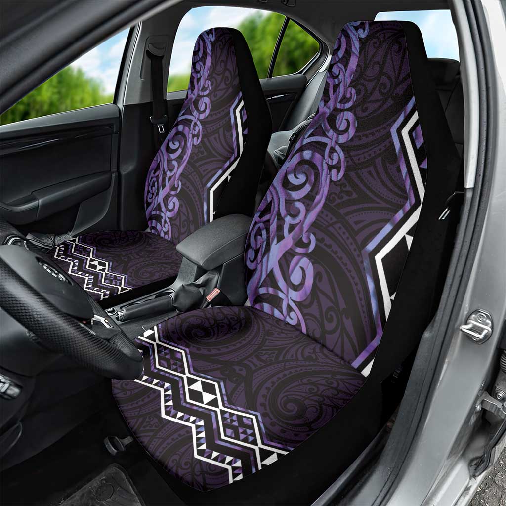 Purple Aotearoa Car Seat Cover Taniko Motifs With Paua Shell Kowhaiwhai LT14 - Polynesian Pride