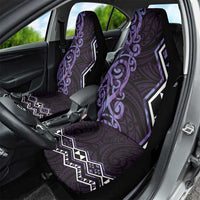 Purple Aotearoa Car Seat Cover Taniko Motifs With Paua Shell Kowhaiwhai LT14 - Polynesian Pride