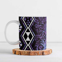 Purple Aotearoa Ceramic Mug Taniko Motifs With Paua Shell Kowhaiwhai LT14 Purple - Polynesian Pride