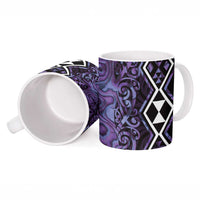 Purple Aotearoa Ceramic Mug Taniko Motifs With Paua Shell Kowhaiwhai LT14 - Polynesian Pride