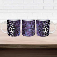 Purple Aotearoa Ceramic Mug Taniko Motifs With Paua Shell Kowhaiwhai LT14 - Polynesian Pride