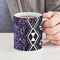 Purple Aotearoa Ceramic Mug Taniko Motifs With Paua Shell Kowhaiwhai LT14 - Polynesian Pride