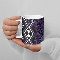 Purple Aotearoa Ceramic Mug Taniko Motifs With Paua Shell Kowhaiwhai LT14 - Polynesian Pride