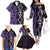 Purple Aotearoa Family Matching Off The Shoulder Long Sleeve Dress and Hawaiian Shirt Taniko Motifs With Paua Shell Kowhaiwhai