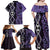 Purple Aotearoa Family Matching Off Shoulder Maxi Dress and Hawaiian Shirt Taniko Motifs With Paua Shell Kowhaiwhai