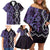 Purple Aotearoa Family Matching Off Shoulder Short Dress and Hawaiian Shirt Taniko Motifs With Paua Shell Kowhaiwhai