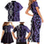 Purple Aotearoa Family Matching Short Sleeve Bodycon Dress and Hawaiian Shirt Taniko Motifs With Paua Shell Kowhaiwhai