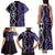 Purple Aotearoa Family Matching Tank Maxi Dress and Hawaiian Shirt Taniko Motifs With Paua Shell Kowhaiwhai