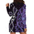 Purple Aotearoa Hoodie Dress Taniko Motifs With Paua Shell Kowhaiwhai