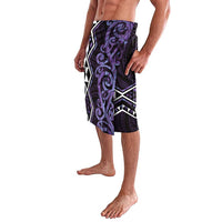 Purple Aotearoa Lavalava Taniko Motifs With Paua Shell Kowhaiwhai LT14 - Polynesian Pride