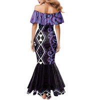 Purple Aotearoa Mermaid Dress Taniko Motifs With Paua Shell Kowhaiwhai LT14 - Polynesian Pride