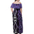 Purple Aotearoa Off Shoulder Maxi Dress Taniko Motifs With Paua Shell Kowhaiwhai