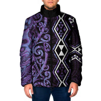 Purple Aotearoa Padded Jacket Taniko Motifs With Paua Shell Kowhaiwhai LT14 Men Purple - Polynesian Pride