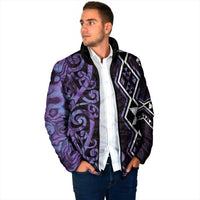 Purple Aotearoa Padded Jacket Taniko Motifs With Paua Shell Kowhaiwhai LT14 - Polynesian Pride