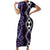 Purple Aotearoa Short Sleeve Bodycon Dress Taniko Motifs With Paua Shell Kowhaiwhai