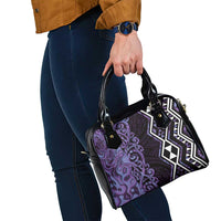 Purple Aotearoa Shoulder Handbag Taniko Motifs With Paua Shell Kowhaiwhai LT14 - Polynesian Pride